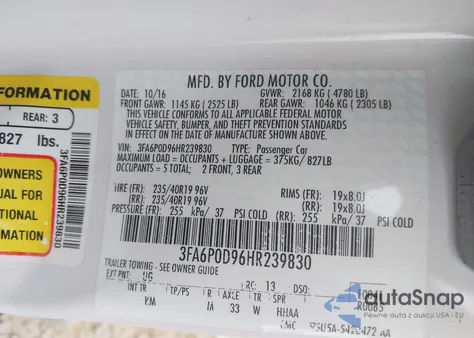 2017 Ford Fusion Titanium из США, поврежденный, VIN 3FA6P0D96HR239830